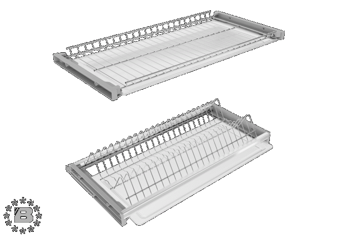 Комплект посудосушителя с рамкой (цвет серебристо-серый) с регулировкой глубины, решетки из нержавеющей стали 900 в Волгограде